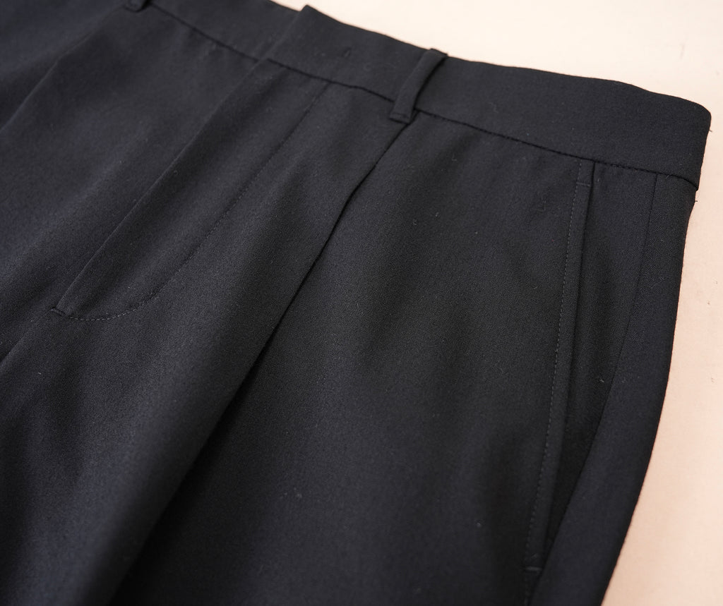 意大利进口羊毛宽松简约休闲单褶西裤