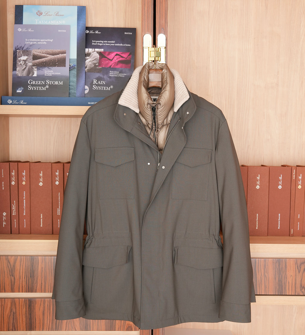 Loro piana Storm system m65 科技面料防风雨鹅绒可拆卸羽绒夹克