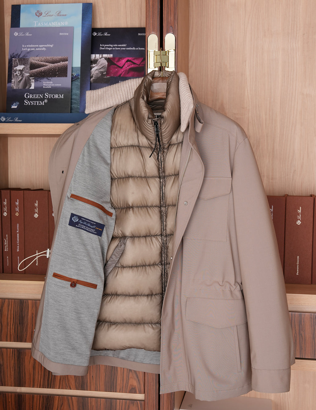 Loro piana Storm system m65 科技面料防风雨鹅绒可拆卸羽绒夹克