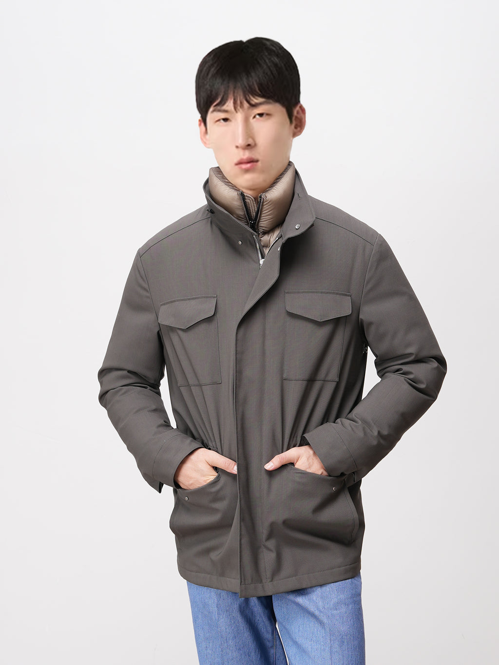 Loro piana Storm system m65 科技面料防风雨鹅绒可拆卸羽绒夹克