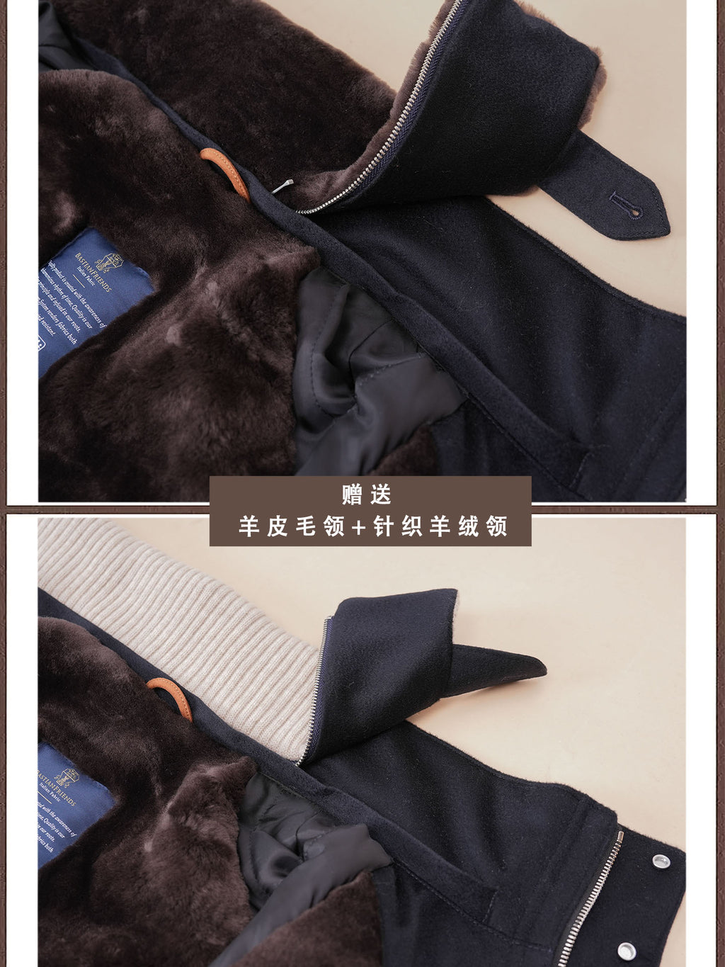 秋冬滑雪服防水防雨羊绒真皮毛一体男装户外登山加厚皮草夹克