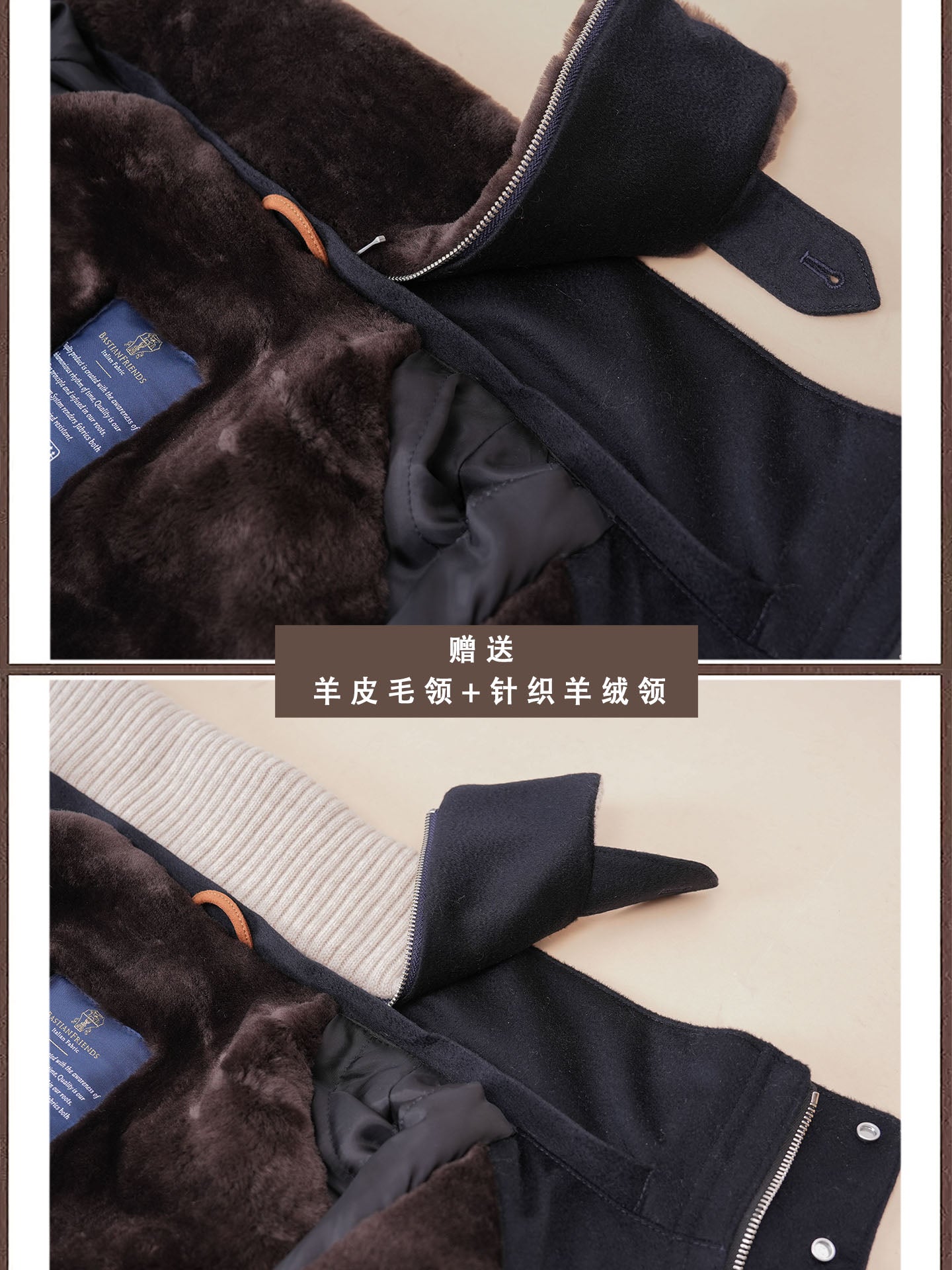 秋冬滑雪服防水防雨羊绒真皮毛一体男装户外登山加厚皮草夹克