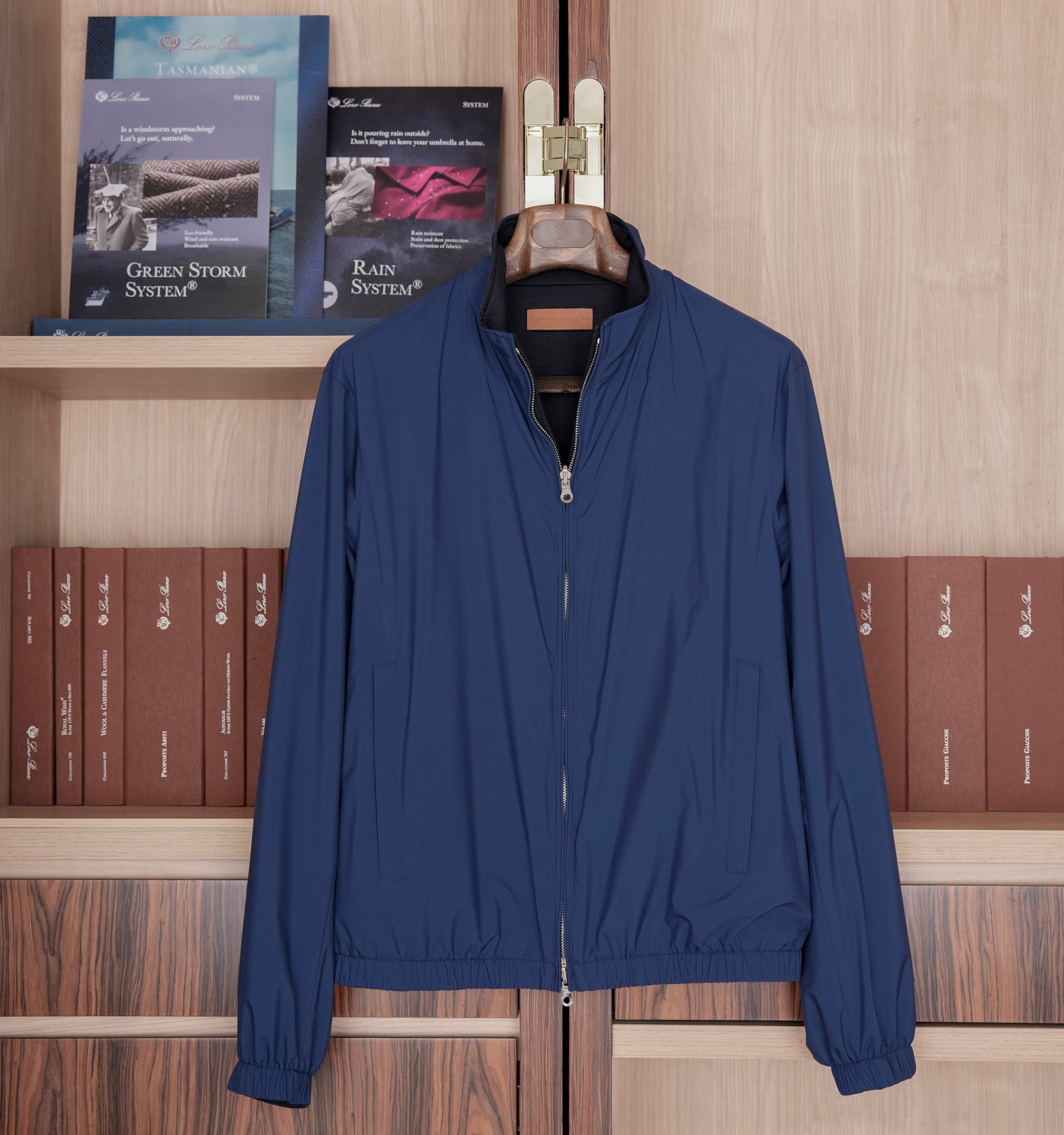 意大利进口Loro piana Stormsystem科技复合面料防风雨短款飞行员夹克