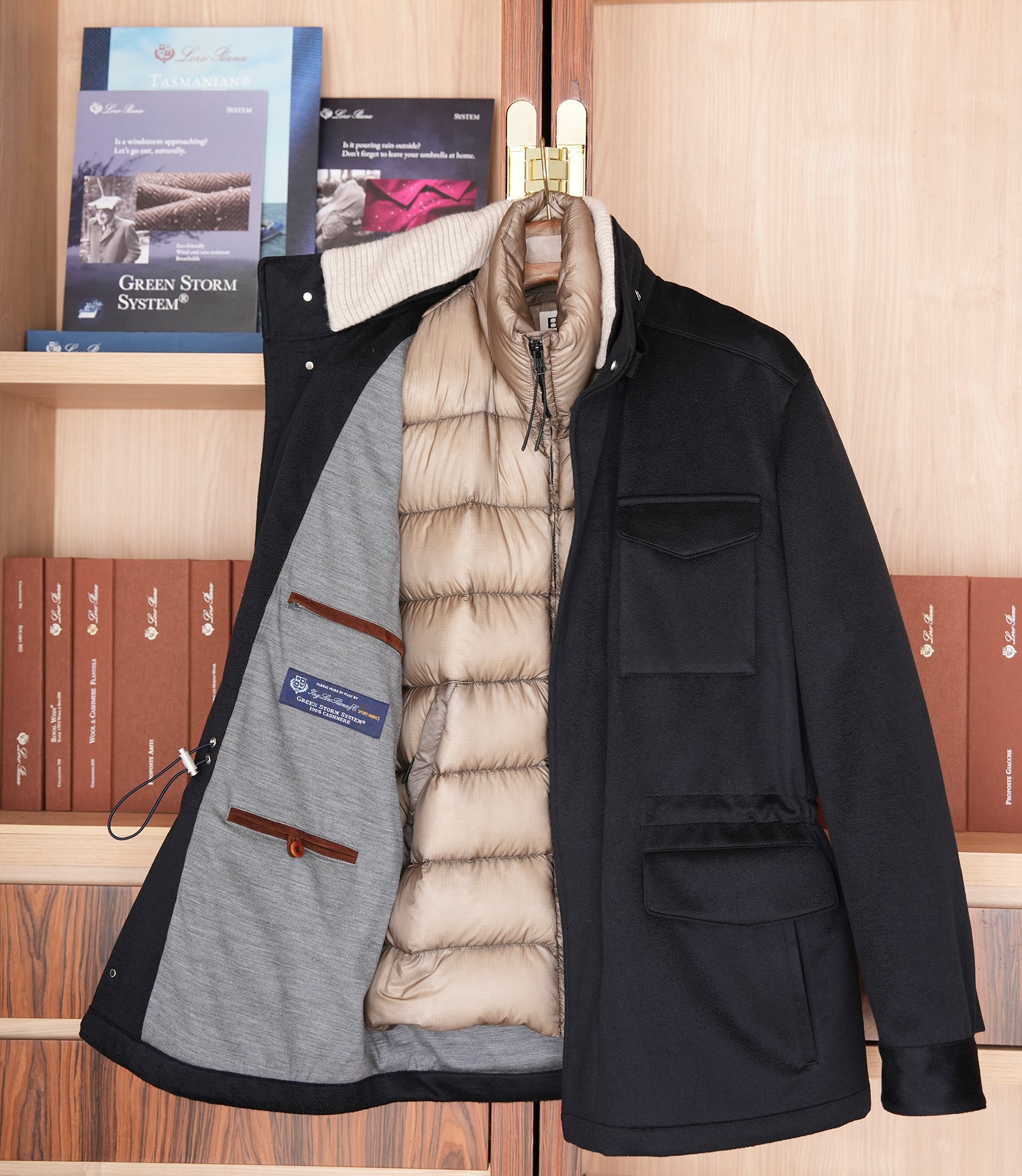 Loro piana Storm system m65 科技面料防风雨纯羊绒羽绒夹克