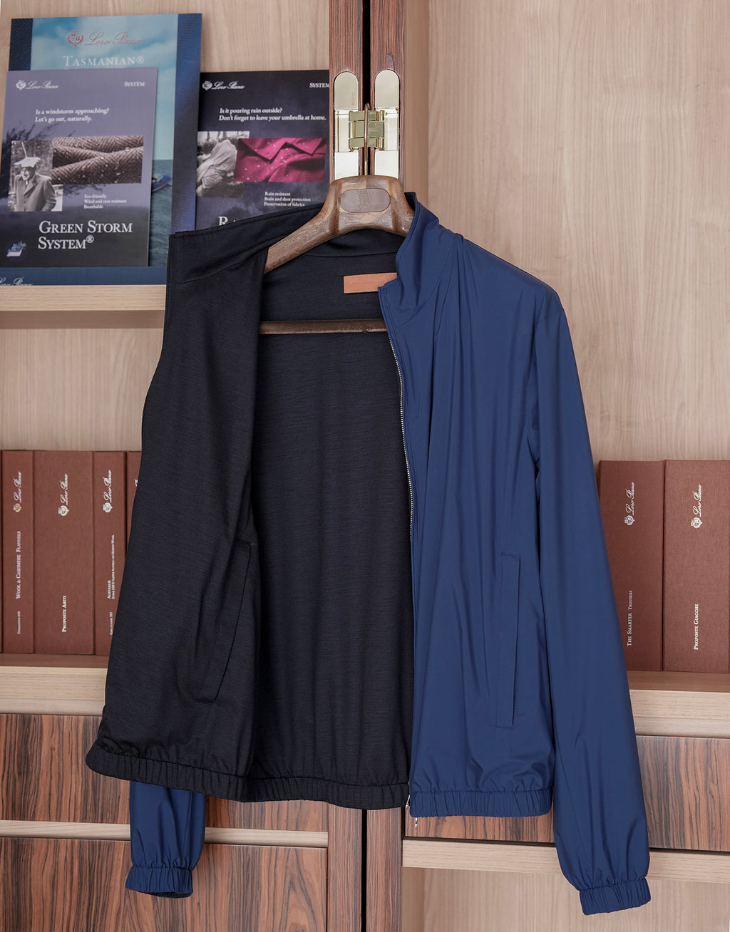 意大利进口Loro piana Stormsystem科技复合面料防风雨短款飞行员夹克