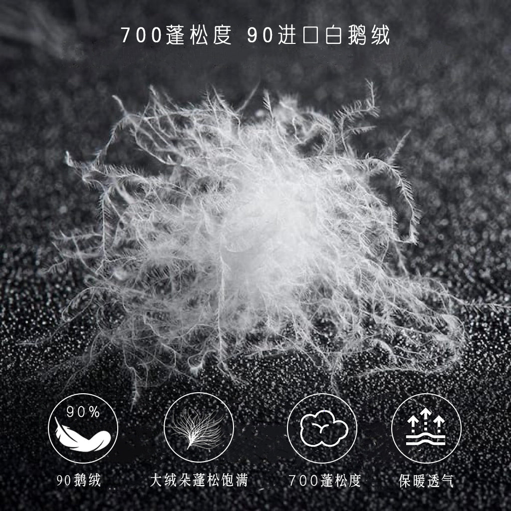 羊毛科技面料防风雨落肩廓形短款鹅绒羽绒服