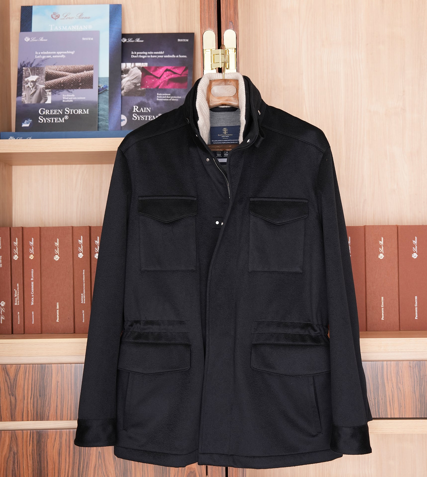 Loro piana Storm system m65 科技面料防风雨纯羊绒羽绒夹克