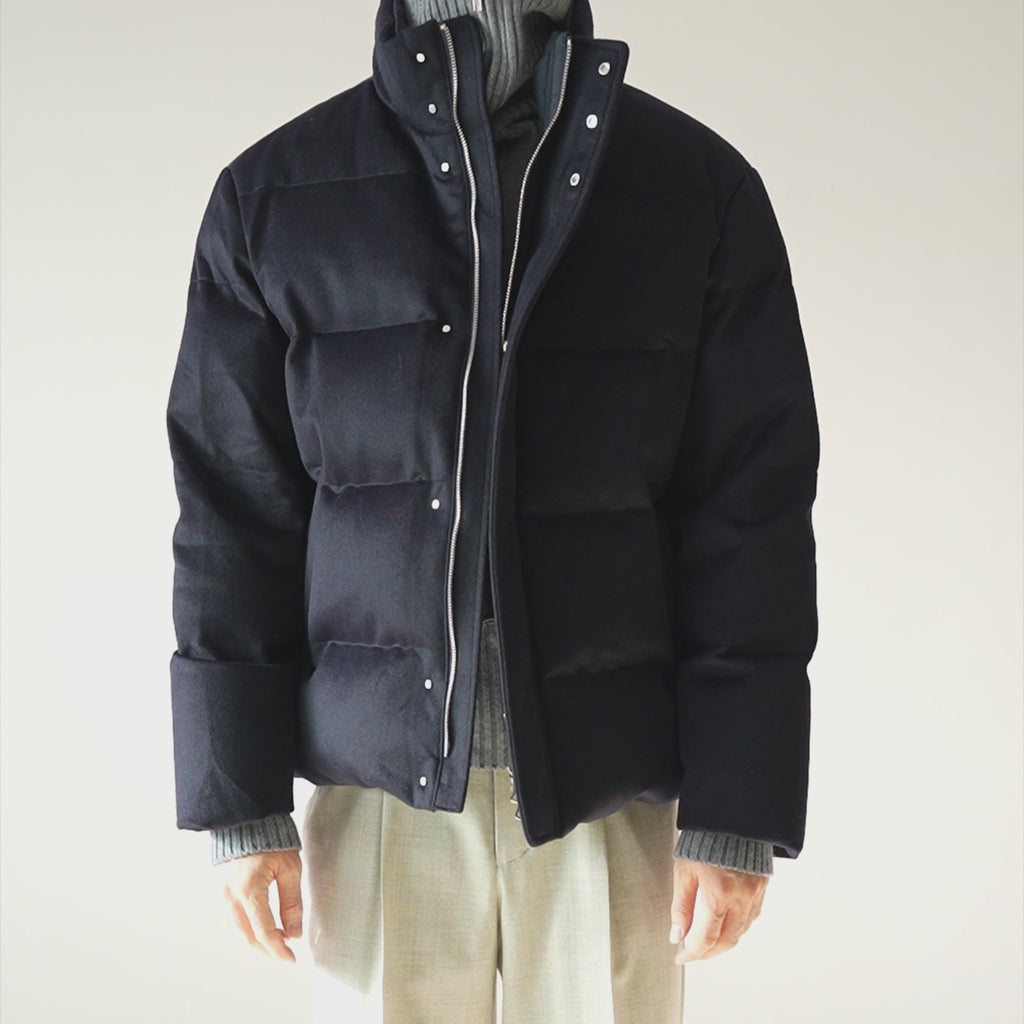 羊毛科技面料防风雨落肩廓形短款鹅绒羽绒服