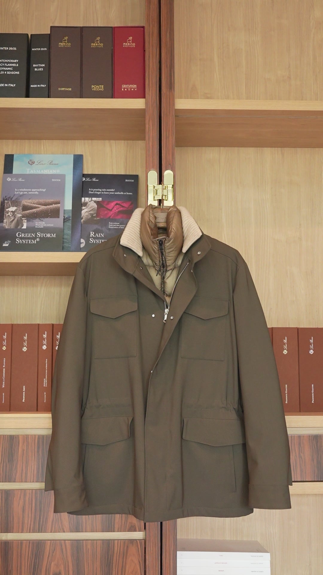 Loro piana Storm system m65 科技面料防风雨鹅绒可拆卸羽绒夹克