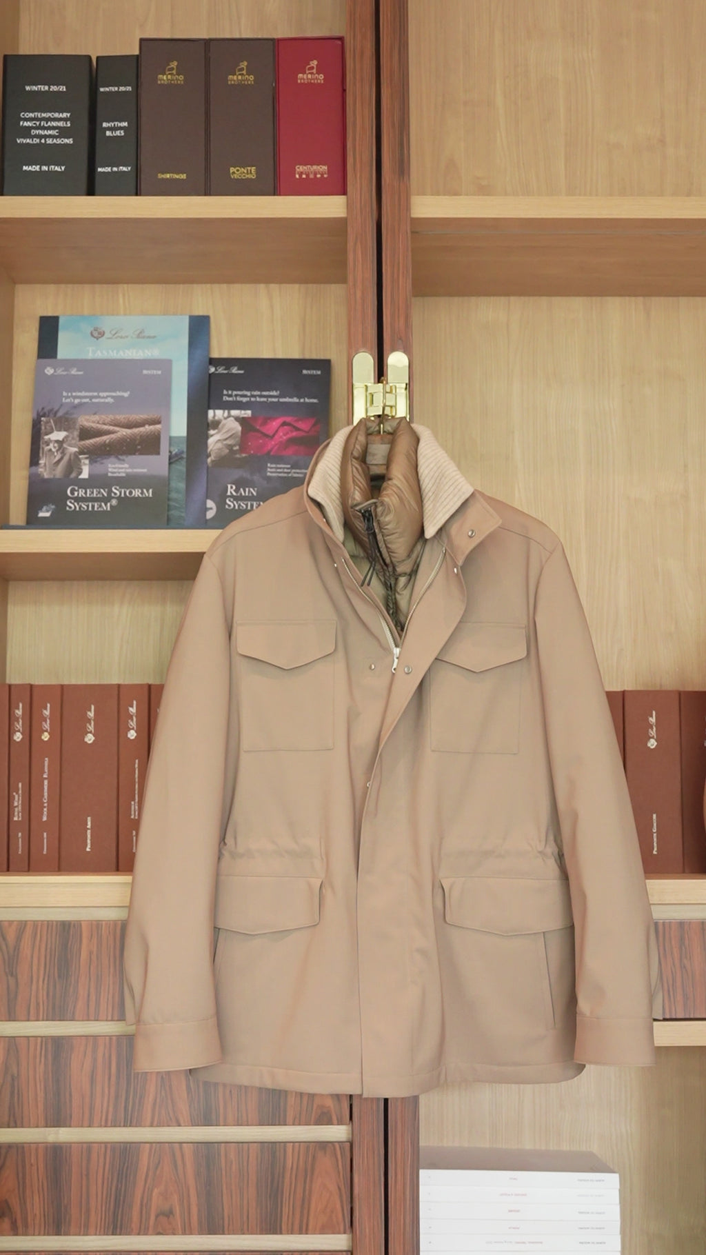 Loro piana Storm system m65 科技面料防风雨鹅绒可拆卸羽绒夹克